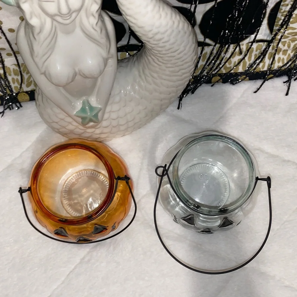 HALLOWEEN 🎃 PUMPKIN HANGING GLASS JARS DECOR HOME GOODS